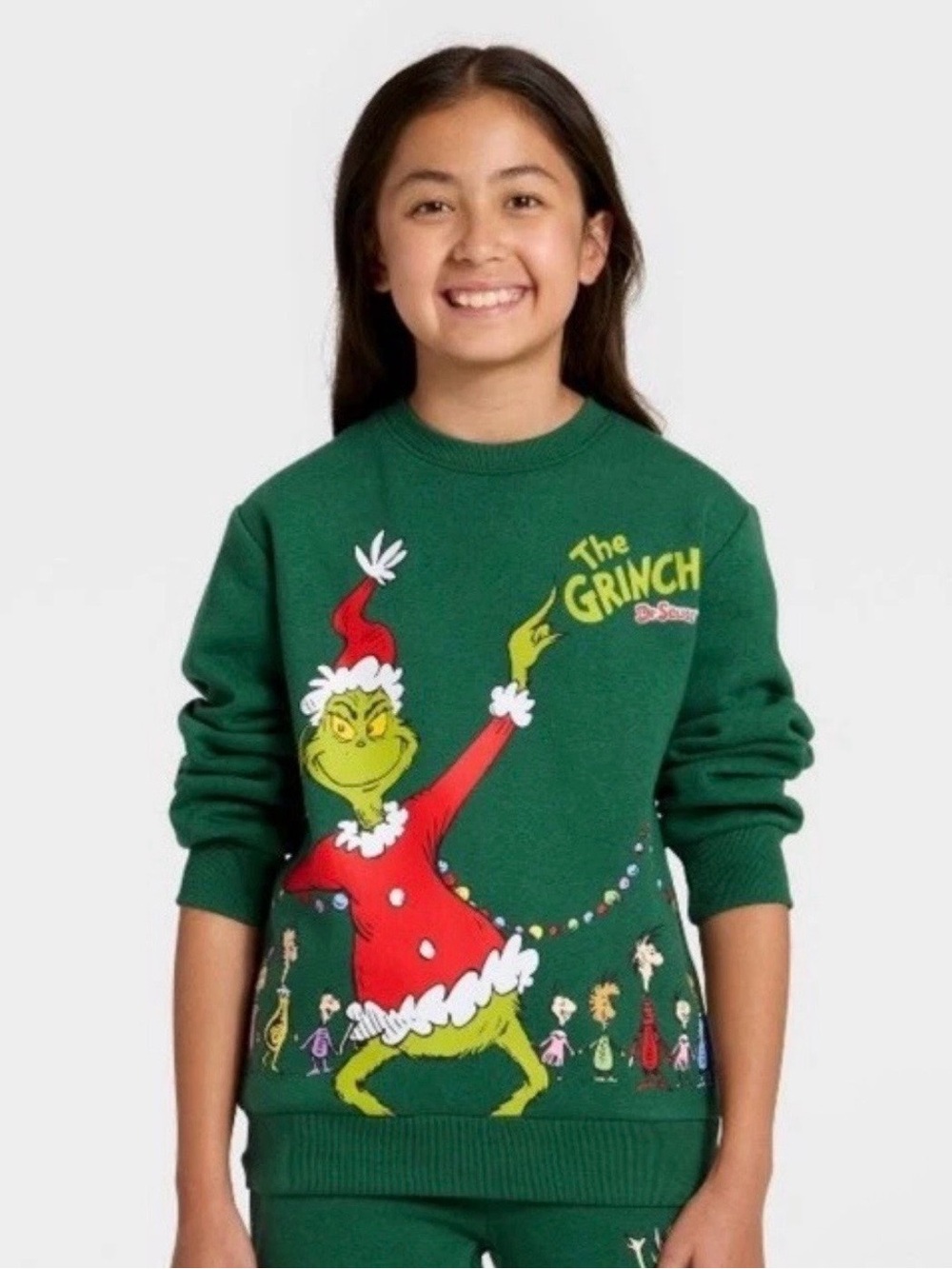 Kids Green The Grinch Holiday sweater - unisex for boys or girls size large